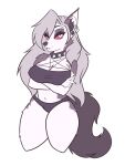  anthro clothing collar crop_top crossed_arms female hazbin_hotel helluva_boss looking_at_viewer loona_(helluva_boss) miss_ver0 nipple_outline panties piercing shirt solo topwear underwear 