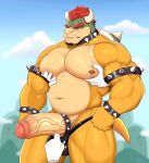  absurd_res accessory anthro armband barazoku belly biceps big_muscles big_penis bodily_fluids bowser clothing cock_ring collar dripping erection floating_hands foreskin genital_fluids genitals hair hand_on_chest hi_res horn huge_muscles huge_penis humanoid_genitalia humanoid_penis jewelry koopa male mario_bros muscular muscular_male navel nintendo nipples nude pec_grab pecs penis penis_accessory penis_jewelry precum precum_drip ruxxx-uwu scalie shell solo spiked_armband spiked_collar spiked_penis spikes spikes_(anatomy) standing teeth thick_thighs thong underwear video_games 