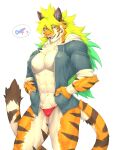  abs anthro breasts captainjohkid clothed clothing felid female fur hi_res mammal muscular muscular_anthro muscular_female pantherine partially_clothed solo striped_body striped_fur stripes tiger 