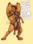  andromorph andromorph/male anthro armpit_hair beast_(disambiguation) bedroom_eyes blush body_hair brown_body brown_fur brown_hair bulge canid canine canis chin_tuft clothing concoction_(artist) dialogue dialogue_box domestic_dog dominant dominant_anthro dominant_male duo elbow_tuft facial_tuft fangs flexing flustered fur genitals hair half-closed_eyes harness humanoid_genitalia humanoid_pussy humor intersex intersex/male leather leather_daddy leather_harness male mammal muscle_tone musclegut muscular muscular_anthro muscular_male narrowed_eyes nude pecs pink_pussy pussy seductive simple_background size_difference smile smirk smug smug_face submissive submissive_andromorph submissive_anthro submissive_intersex tail_between_legs thong underwear wide_eyed yellow_background yellow_body yellow_fur 