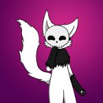  1:1 ambiguous_gender anthro black_and_white_fur black_body black_fur canid canine chest_fur dark_eyes domestic_cat ears_up felid feline felis fox fur hi_res long_tail male mammal mask pawpads paws pink_pawpads shaded simple_background simple_coloring simple_eyes simple_shading skull_mask solo solo_focus terathefox_(artist) white_body white_fur white_pawpads 