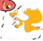  after_vore anthro barefoot belly big_belly burping claws duo feet heartman98 hi_res human internal male male/male mammal miles_prower nude oral_vore pawpads paws same_size_vore sega sonic_the_hedgehog_(series) toe_claws vore 
