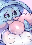  big_breasts blue_body blue_eyes blush breasts female hatterene looking_at_viewer nekoyuu nintendo nipples pink_body pok&eacute;mon pok&eacute;mon_(species) pok&eacute;morph solo thick_thighs video_games 