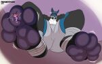  4_toes absurd_res anthro duo feet female foot_fetish foot_focus hi_res low-angle_view lucario male male/female micro nintendo pawpads paws pok&eacute;mon pok&eacute;mon_(species) soles thaismotosuwa toes trampling underfoot video_games 