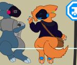  absurd_res anthro claws clothing duo fur hi_res katzuwu liam_the_protogen looking_at_viewer machine male mammal protogen robot screen screen_face simple_background smile 