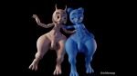  3d_(artwork) anthro balls big_butt bovid butt butt_focus caprine cartoon_network chichi digital_media_(artwork) domestic_cat duo felid feline felis genitals goat gumball_watterson huge_butt looking_away male mammal nude oldsoup penis standing the_amazing_world_of_gumball thick_thighs wide_hips 