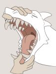  animated disembodied_hand dragon duo eyes_closed fangs grey_background horn humanoid_hands imperatorcaesar mouth_play mouth_shot open_mouth red_tongue sharp_teeth short_playtime simple_background solo_focus teeth tongue unsigned white_body white_horn 