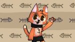 anthro brown_pupils clothing domestic_cat felid feline felis fishbone fur grey_clothing grey_scarf grey_underwear hi_res male male/male mammal orange_body orange_fur paws pupils scarf solo tail tinky tinky_(character) underwear