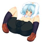  absurdres bad_id bad_pixiv_id bike_shorts blue_hair blush breasts brown_eyes clitoris highres itou_ayachi morishita_koyomi panties pussy pussy_juice short_hair small_breasts solo through_clothes uncensored underwear wet wet_clothes wet_panties yoku_wakaru_gendai_mahou 