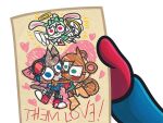  ajmarekart blue_eyes bottomwear brown_body brown_fur bunny_(ajmarekart) clothing domestic_cat drawing eyewear eyewear_on_head feathered_wings feathers felid feline felis female fur gloves goggles goggles_on_head green_eyes halo handwear heart_symbol hi_res holding_object hoodie kerchief kiss_on_lips kissing lagomorph leporid male mammal mitzi_(ajmarekart) murphy_(ajmarekart) murphy_and_mitzi rabbit red_eyes rodent sciurid skirt squirrel_tail topwear tree_squirrel white_body white_fur wings 
