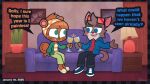  aged_up ajmarekart alcohol anthro beard beverage black_tie_(suit) blue_eyes brown_body brown_fur canon_couple champagne clothing container cup delia_(ajmarekart) dialogue domestic_cat dress drinking_glass eyewear eyewear_on_head facial_hair felid feline felis female flats_(shoes) footwear fur furniture glass glass_container glass_cup green_eyes hoodie lamp living_room male mammal mitzi_(ajmarekart) murphy_(ajmarekart) murphy_and_mitzi pattern_clothing photo plant plant_pot potted_plant rodent sciurid shirt shoes sofa speech_bubble striped_clothing stripes suit sunglasses sunglasses_on_head topwear tree_squirrel vincent_(ajmarekart) wedding_dress wine_glass 