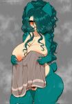  anthro big_breasts blush breasts female genitals hair hair_over_eye hi_res lefantis mature_female nintendo one_eye_obstructed pok&eacute;mon pok&eacute;mon_(species) pubes pussy snorlax solo thick_thighs towel video_games 