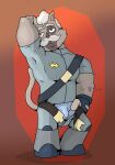  absurd_res anthro bulge ender_scorpio felid final_space general_cataloupe half-closed_eyes hand_behind_head hi_res male mammal mature_male muscular muscular_anthro muscular_male narrowed_eyes pinup pose solo unbuckled_belt unbuckling ventrexian 