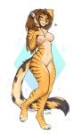  absurd_res anthro areola breasts f-r95 felid feline felis female fur genitals hair hi_res looking_at_viewer mammal nipples nude pantherine pussy smile solo stripes tiger 