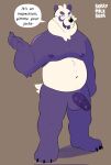  2022 anthro belly berrymilkbear dialogue english_text genitals giant_panda hi_res humanoid_genitalia humanoid_hands humanoid_penis male mammal moobs nipples overweight overweight_male penis purple_body solo text ursid white_body 