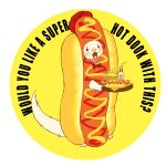  beverage blush bow_tie domestic_ferret food fur hi_res hot_dog hot_dog_costume ichigodawashi ketchup mammal mustard mustela mustelid musteline serving_tray smile soda true_musteline white_body white_fur 