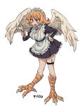  animal_humanoid avian avian_humanoid bird_humanoid blush breasts clothing female findoland hair hi_res humanoid interspecies_reviewers maid_uniform meidri_(interspecies_reviewers) open_mouth orange_hair owl_humanoid red_eyes solo uniform wings 