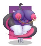 alpha_channel anthro areola belly big_breasts breasts carboncopy612 chain clothing curvy_figure female genitals hi_res huge_breasts huge_thighs legwear long_neck nintendo nipple_chain nipple_piercing nipple_ring nipples piercing pink_areola pink_nipples pok&eacute;mon pok&eacute;mon_(species) pussy ring_piercing salazzle scalie slightly_chubby small_head tail_around_leg thick_thighs thigh_highs video_games voluptuous 