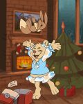  2d_animation 3_toes accessory animated anthro blue_clothing blue_shirt blue_topwear bottomwear bow_accessory bow_ribbon brown_body christmas christmas_decorations christmas_ornament christmas_present christmas_stocking christmas_tree clothing detailed_background eevee embrace eyes_closed feet female fireplace frame_by_frame full-length_portrait fur gift gift_box gift_tag hair_accessory hair_bow hair_ribbon happy holding_object holding_toy holidays hug inside mammal midriff nante-p neck_tuft nintendo pattern_bottomwear pattern_clothing pattern_skirt paws picture_frame pink_nose plant playing_with_toys plushie pok&eacute;mon pok&eacute;mon_(species) polka_dots portrait ribbons ruff shirt short_playtime signature skirt solo spots spotted_bottomwear spotted_clothing spotted_skirt throwing_object toes topwear toy tree tuft ursid video_games window yellow_body yellow_fur young 
