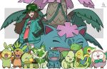  2022 ambiguous_gender bulbasaur chespin chikorita clothed clothing eyes_closed female feral full-length_portrait fur green_body green_fur green_skin grookey group hair hat headgear headwear hi_res human idalol490 leaf leaf_(pok&eacute;mon) looking_at_viewer mammal mega_evolution mega_venusaur nintendo one_eye_closed pok&eacute;mon pok&eacute;mon_(species) portrait red_eyes rowlet signature simple_background smile snivy sprigatito treecko turtwig video_games 