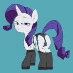  absurd_res baigak black_clothing black_panties black_underwear blue_background blue_eyes blush butt clothing cutie_mark digital_media_(artwork) equid equine eyelashes female feral friendship_is_magic hair hasbro hi_res horn leggings legwear mammal my_little_pony panties purple_hair purple_tail rarity_(mlp) simple_background smile solo underwear unicorn white_body 