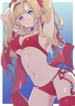  1girl bangs bikini blonde_hair blue_eyes blush braid breasts cleavage granblue_fantasy hair_intakes hairband highres large_breasts long_hair looking_at_viewer navel open_mouth smile solo swimsuit tian_you twintails zeta_(granblue_fantasy) zeta_(summer)_(granblue_fantasy) 