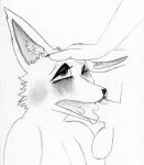  absurd_res anthro canid canine duo fox girly hand_on_head hi_res makeup male male/male mammal monochrome oral running_makeup solo_focus valentine_(artist) valentine_(character) 