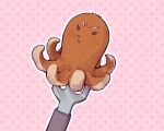  dotted_background food food_art food_focus fork kitsune_maru no_humans pink_background tako-san_wiener 