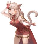 1girl animal_ears armlet avatar_(ff14) bangs blonde_hair breasts brown_eyes cat_ears cat_tail earrings facial_mark final_fantasy final_fantasy_xiv fingerless_gloves gloves halterneck jewelry leaning_forward long_hair looking_at_viewer medium_breasts miqo&#039;te moko_(user_vnsh2874) open_mouth shorts sleeveless solo tail thighlet whisker_markings white_background 