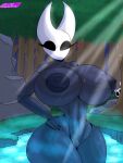  &lt;3 ambiguous_gender anthro areola arthropod big_breasts black_areola black_nipples breasts duo empty_eyes female hand_on_hip hi_res hollow_knight hornet_(hollow_knight) huge_breasts lake looking_at_another looking_at_viewer navel nipples nude peeping plant protagonist_(hollow_knight) small_waist team_cherry thick_thighs tree vessel_(species) video_games wet wet_body wide_hips zeglo-official 