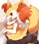  absurd_res ambiguous_gender anthro blush braixen butt canid canine fur hi_res inner_ear_fluff kyameta mammal nintendo nude open_mouth pok&eacute;mon pok&eacute;mon_(species) smile solo tuft video_games 