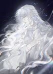  1boy bishounen blood chromatic_aberration lens_flare long_hair male_focus motion_blur profile short_hair solo tavel very_long_hair wavy_hair white_hair yanguo47346 