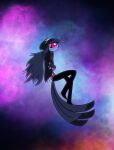  animal_humanoid anthro avian avian_demon avian_humanoid bird bird_humanoid black_hair clothing colored cosmic_background demon demon_humanoid digital_drawing_(artwork) digital_media_(artwork) elceerod_tic feathers female floating flowing_hair hair headgear headwear helluva_boss hi_res hovering humanoid jacket long_hair looking_up nebula octavia_(helluva_boss) pink_clothing pink_hair pink_shirt pink_topwear pupils shirt side_view solo space space_background star_shirt tail_feathers topwear universe white_pupils 