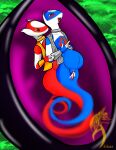 2023 adhiguna ahegao andromorph andromorph/gynomorph anthro belly big_belly blue_body blush bodily_fluids bodyguard_position bottle bottomless clothed clothing collar container countershading cuff_(restraint) cum cum_inflation cum_inside duo ejaculation eon_duo from_behind_position generation_3_pokemon genie genital_fluids genitals gold_(metal) gold_jewelry grey_clothing grey_topwear grey_vest gynomorph hi_res inflation inside intersex intersex/intersex jewelry latias latios layla_(shockwave) legendary_duo legendary_pokemon looking_pleasured mega_stone nintendo penetration penis pokemon pokemon_(species) pokemorph pussy red_body red_eyes restraints sex silver_(metal) silver_jewelry standing standing_sex topwear vaginal vaginal_penetration vest white_body white_countershading wrist_cuffs yashim_(shockwave) yellow_eyes