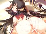  1girl anus ass black_hair blush breasts censored closed_eyes cum cum_in_pussy demon_girl doggystyle ejaculation fishnets from_behind game_cg hetero horns large_breasts long_hair momoiro_guardian mosaic_censoring open_mouth penis pov pussy sex shiromiya_shizuku solo_focus succubus tail tongue top-down_bottom-up urotan vaginal 