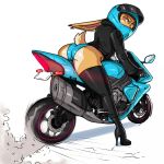  2019 angry anthro butt camel_toe clothing female footwear gloves hare high_heels jacket lagomorph leaning leaning_forward leather leather_jacket legwear looking_back mammal mcfli motorcycle motorcycle_helmet panties rabbit red_eyes rubber shoes solo stockings thick_thighs thigh_highs underwear vehicle 