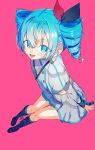  1girl baniraandk35222 belt black_belt black_footwear black_sleeve_cuffs blue_eyes blue_hair blue_socks boots buttons cross-laced_footwear drill_hair full_body fusion grey_jacket grey_skirt hair_between_eyes hatsune_miku highres jacket kasane_teto kasane_teto_(sv) knee_boots kneehighs lace-up_boots layered_sleeves long_sleeves looking_at_viewer midriff_peek musical_staff open_mouth red_ribbon ribbon shoulder_belt shoulder_boards skirt skirt_set sleeve_cuffs socks solo striped_clothes striped_jacket striped_skirt synthesizer_v utau vocaloid 