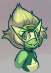  absurd_res cartoon_network clothing diadorin female gem_(species) green_body green_skin grey_background hair half-closed_eyes hi_res humanoid leotard narrowed_eyes peridot_(steven_universe) simple_background smile smirk smug smug_face smug_grin solo steven_universe tinted_glasses white_hair 