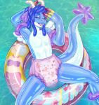  &lt;3 absurd_res angel_dragon anthro arm_ring ballerina ballet chrissy_(disambiguation) diaper dragon eyes_closed female fingers_on_head hand_behind_head hi_res inflatable inflatable_toy inner_tube leg_ring marine merfolk ooali open_mouth relaxing solo split_form star swim_ring water wings 