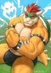  2021 anthro biceps big_bulge blep bowser bracelet briefs bulge clothing collar digital_media_(artwork) eyebrows flexing flexing_bicep hair hi_res jewelry kokosetto koopa male mario_bros muscular muscular_anthro muscular_thighs nintendo pecs pose pupils quads red_hair scalie shell sitting slit_pupils solo spiked_bracelet spiked_collar spiked_shell spikes spikes_(anatomy) teeth thick_thighs tongue tongue_out underwear veiny_muscles video_games 