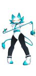  2022 4_fingers absurd_res android anthro blue_ears blue_hair blush clothing darkner deltarune digital_media_(artwork) domestic_cat felid feline felis female fingers floating_hands hair hi_res holding_object holding_weapon hoorayer long_tail machine mammal open_mouth robot simple_background solo tasque_manager undertale_(series) video_games weapon white_background white_body yellow_eyes 