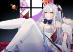  1girl absurdres alternate_costume azur_lane bow bowtie breasts commission cosplay drake_(azur_lane) highres large_breasts looking_at_viewer panties panties_under_pantyhose pantyhose queen queen_elizabeth_(azur_lane) queen_elizabeth_(azur_lane)_(cosplay) queen_elizabeth_(the_queen&#039;s_ball)_(azur_lane) skeb_commission smug tbsk_art thighband_pantyhose thighs underwear white_pantyhose yellow_eyes 