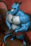  abs absurd_res anthro big_muscles blue_body blue_scales bodily_fluids clothing collar countershading dragon draxius erection feet fingers foreskin genital_fluids genitals hi_res horn humanoid_genitalia humanoid_penis jewelry leaking_precum male monds muscular muscular_anthro muscular_male necklace nipples partially_retracted_foreskin pecs penis plantigrade precum scales scalie solo underwear vein veiny_penis white_body white_countershading 