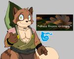  anthro asian_clothing big_tail canid canine clothing ear_piercing ear_ring east_asian_clothing gesture hat headgear headwear hitodama japanese_clothing leaf_hat looking_at_viewer male mammal muscular muscular_male piercing raccoon_dog rhonbon ring_piercing scar tanuki thumbs_up traced tuft wristband 