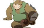  2022 anthro asian_clothing balls belly big_belly brown_body butt clothing clothing_aside dragon_quest east_asian_clothing edit erection eto1212 fundoshi fundoshi_aside genitals hi_res humanoid_hands japanese_clothing kemono male mammal orc_(dragon_quest) overweight overweight_male penis simple_background solo square_enix suid suina sus_(pig) uncensored underwear underwear_aside video_games white_background wild_boar 