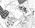  1boy 1girl bangs blush bouncing_breasts bow breasts camisole_lift closed_eyes commentary_request cum cum_in_pussy ejaculation feet_out_of_frame greyscale hair_between_eyes hair_bow hair_ornament hairclip heart hetero highres kagamine_rin kitsunerider monochrome navel nipples nose_blush open_mouth piledriver_(sex) sex short_hair small_breasts solo_focus stomach_bulge striped striped_thighhighs thighhighs translation_request uncensored vaginal vocaloid 
