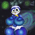  absurd_res avian big_breasts bird breasts butt female feral hi_res huge_breasts humanoid hybrid penguin rbds_mixture smile solo thick_thighs 