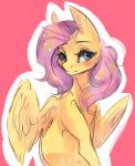  2019 absurd_res blush digital_media_(artwork) equid equine eyelashes feathered_wings feathers female feral fluttershy_(mlp) friendship_is_magic hair hasbro hi_res mammal minckies my_little_pony pegasus pink_hair sitting smile solo wings yellow_body yellow_feathers 