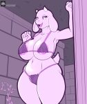  5_fingers anthro areola areola_slip big_breasts bikini bikini_bottom bikini_top boss_monster bovid breasts caprine cleavage clothed clothing female fingers fours_(artist) fur horn mammal mature_anthro mature_female navel open_mouth open_smile smile solo swimwear thick_thighs toriel undertale undertale_(series) video_games white_body white_fur 