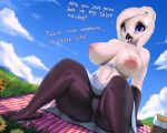  anthro avian big_breasts bird breasts clothed clothing colored english_text female hair panties solo text thousandfoldfeathers topless underwear white_hair 
